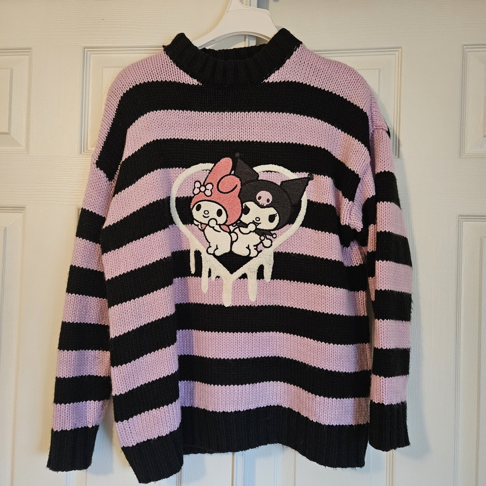 ❤️ Sanrio x Forever 21 Striped Black and Pink Sweater